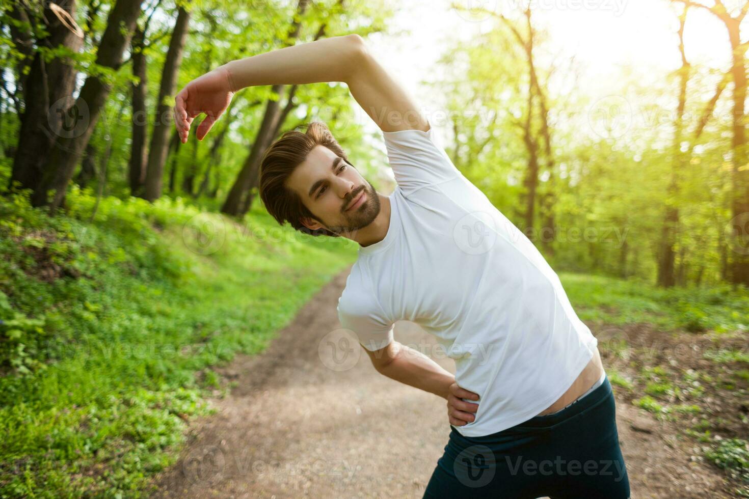 A man doing physical exercises photo