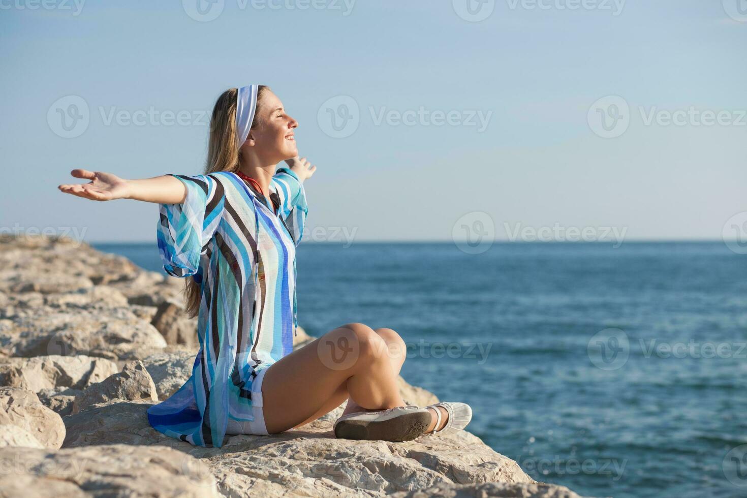 A woman at the beach photo
