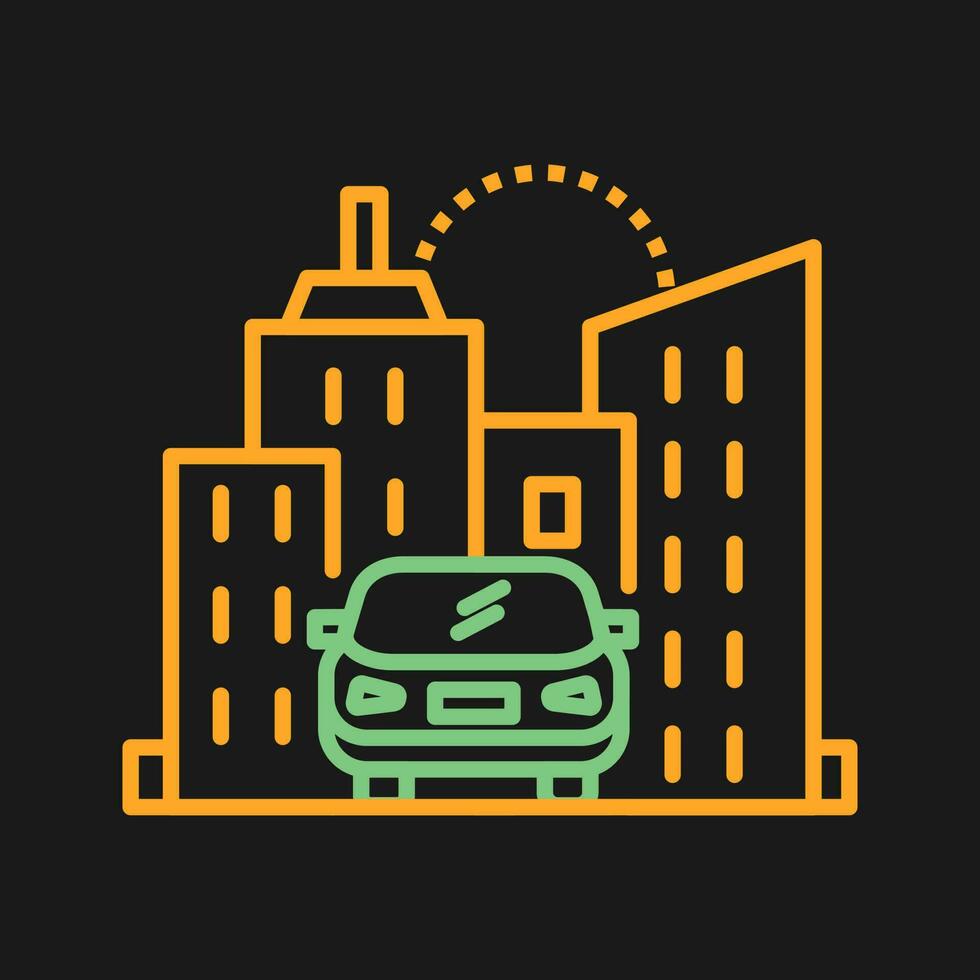 coche en icono de vector de ciudad