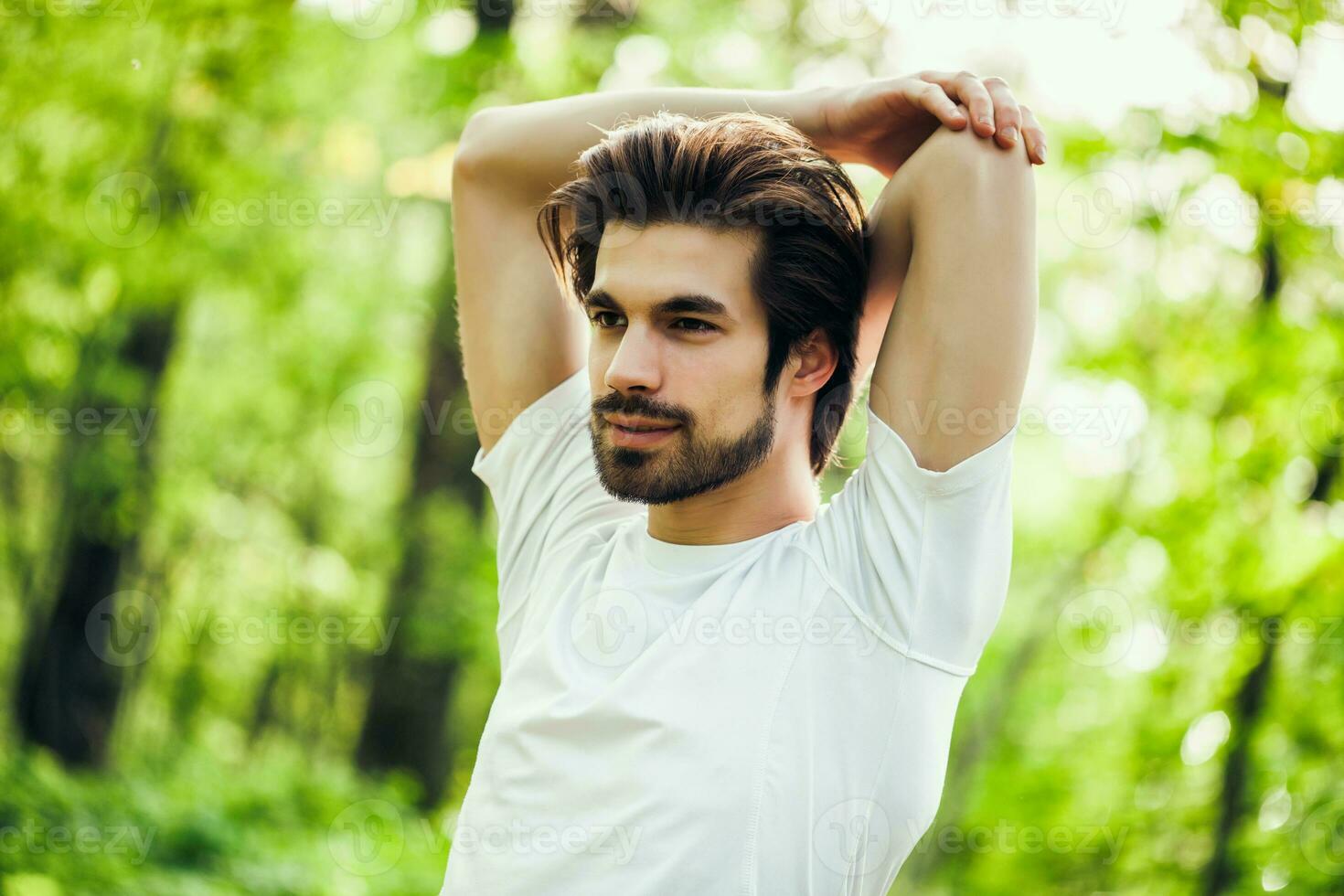 A man doing physical exercises photo