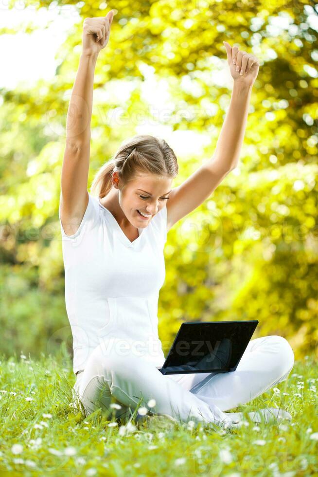 Woman spending time outdoors photo