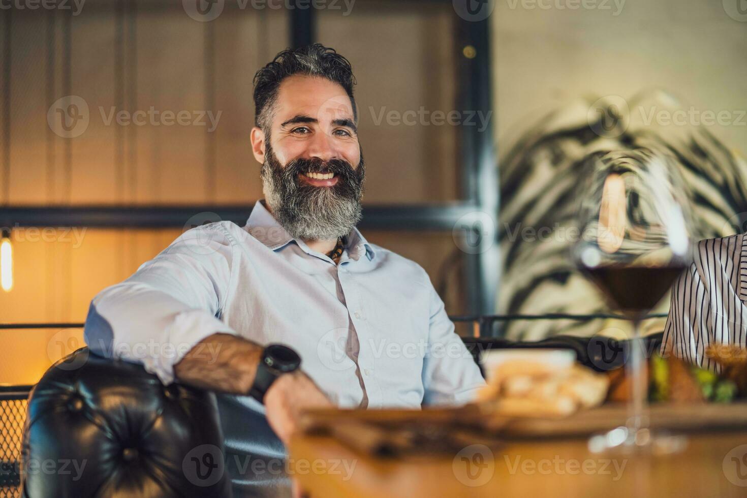 A man having dinner photo