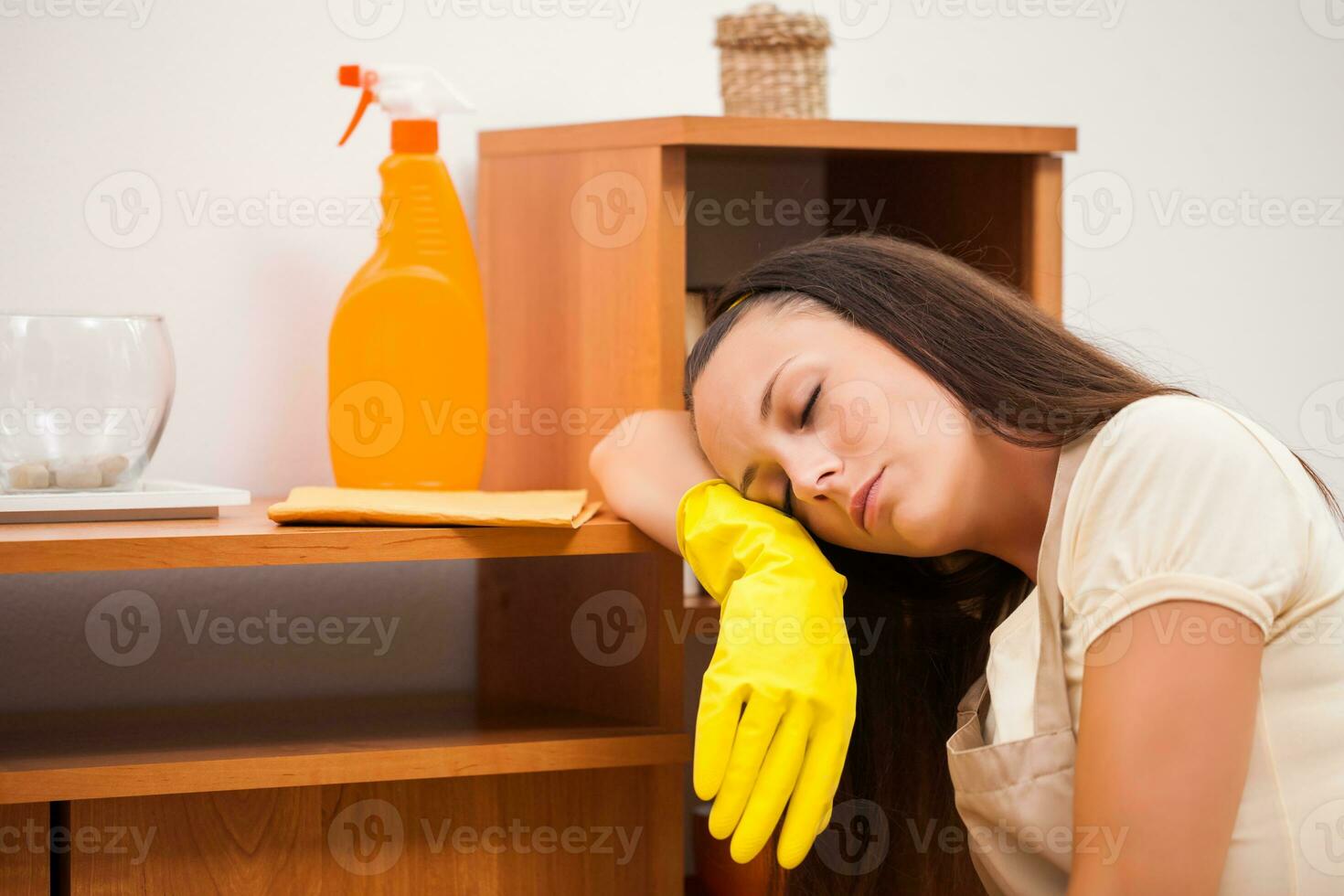 A woman cleaning the house photo