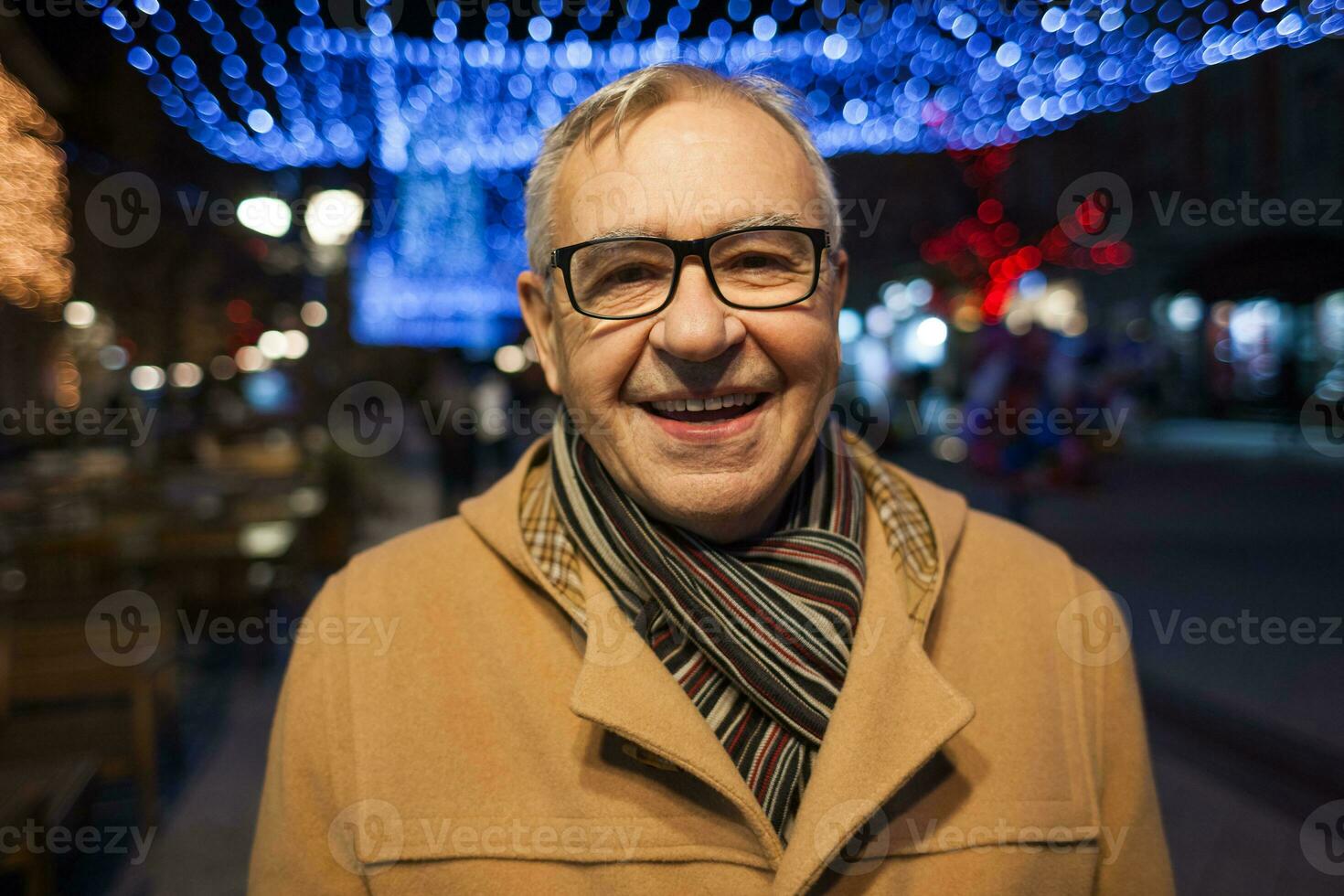 A man taking a walk through the city photo