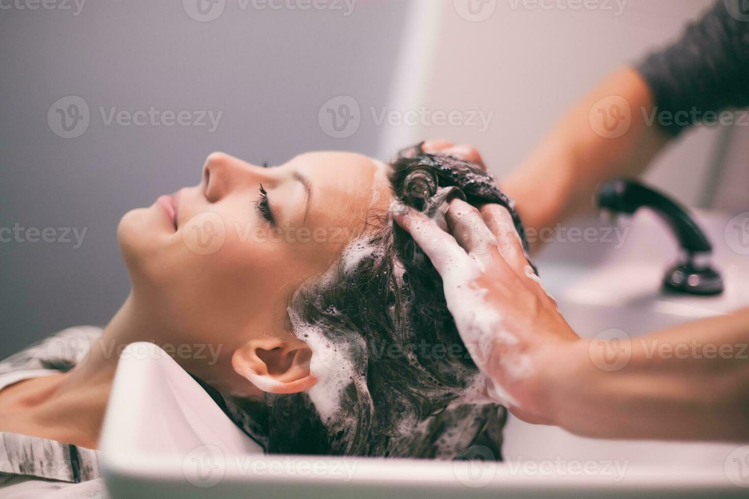 A woman at a hair salon photo