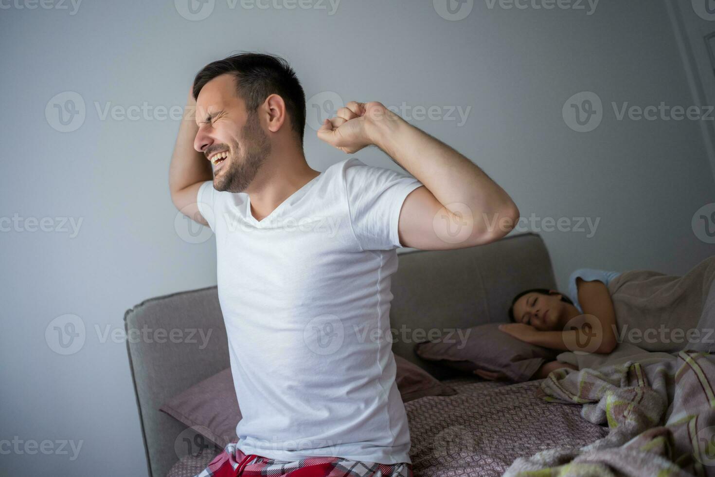 A man who wakes up in the morning photo