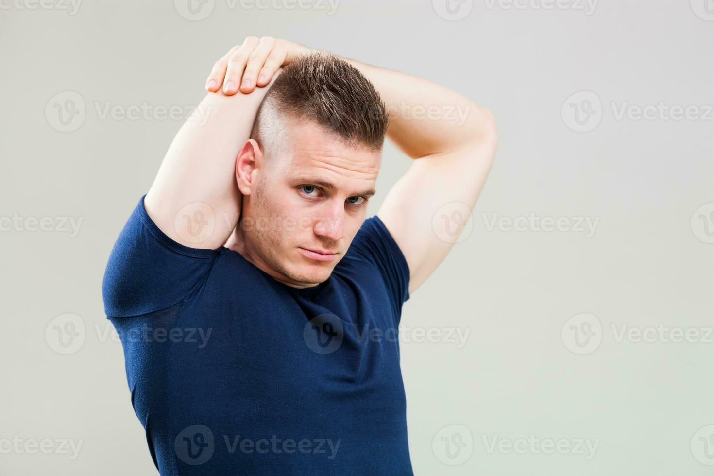A man doing physical exercises photo