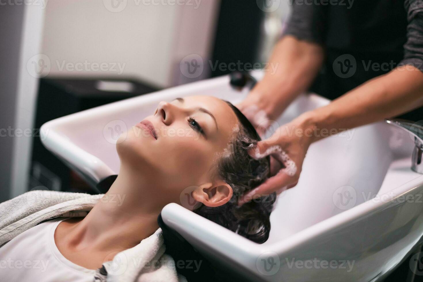 A woman at a hair salon photo