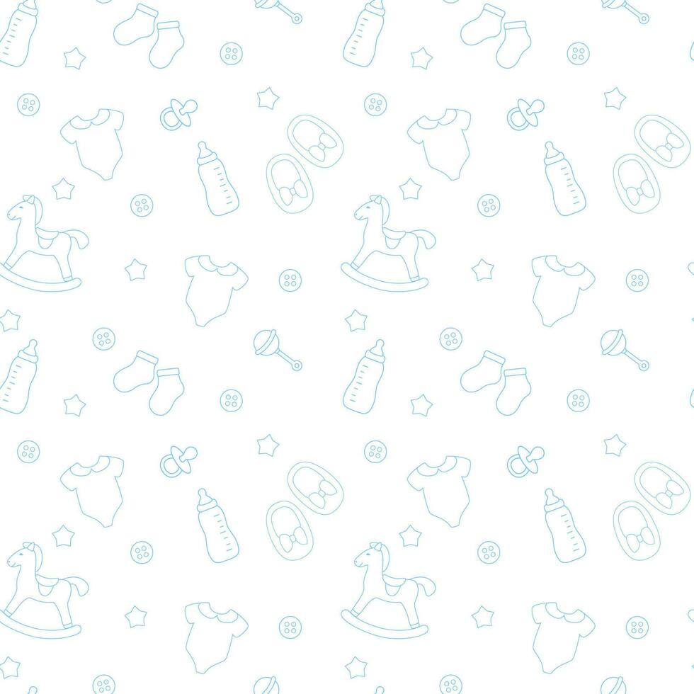 Baby pattern with white background and blue elements vector
