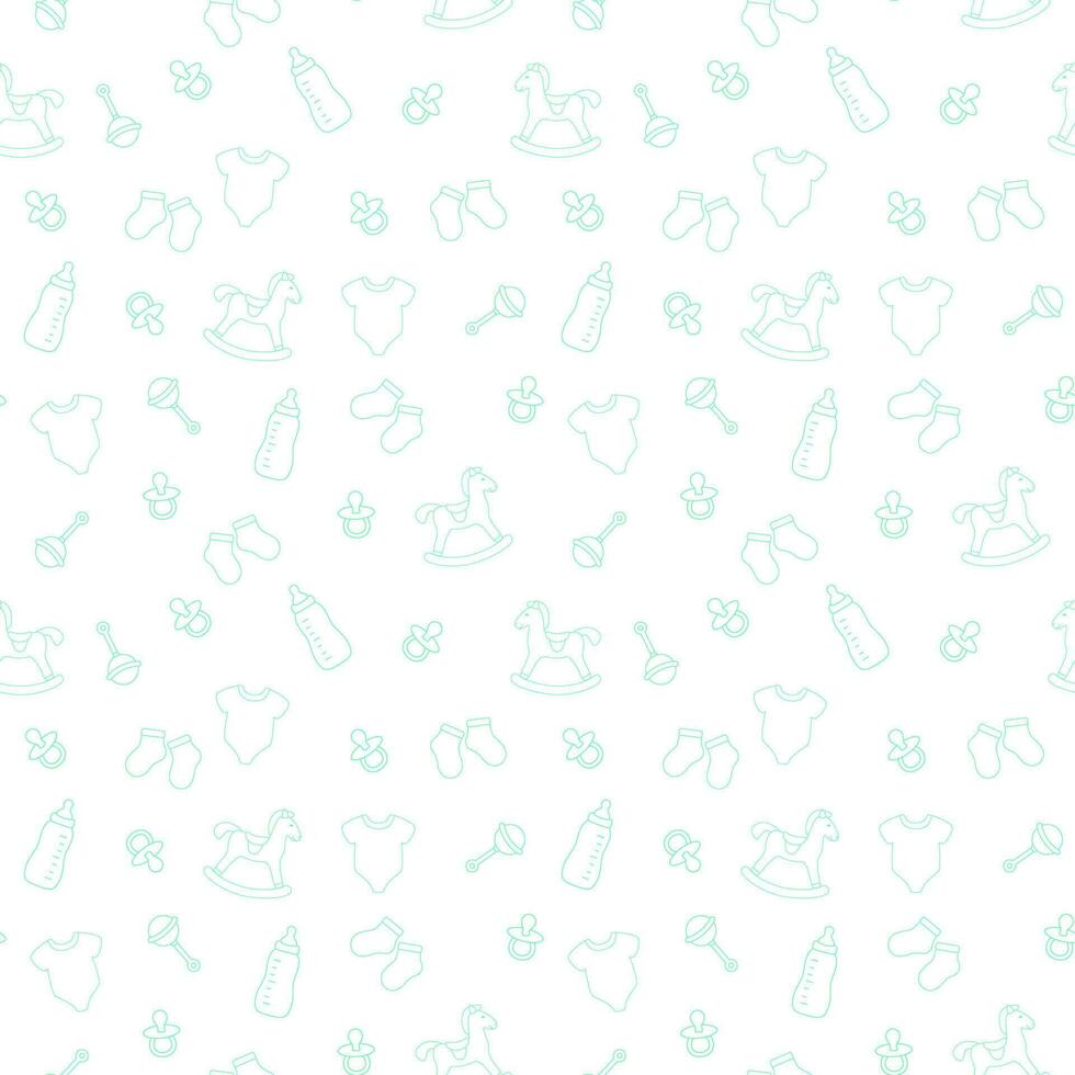 Baby pattern with white background and green elements vector