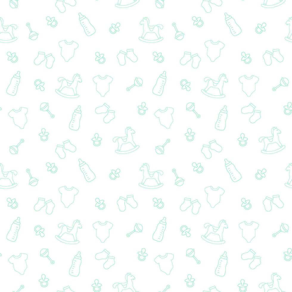 Baby pattern with white background and green elements vector