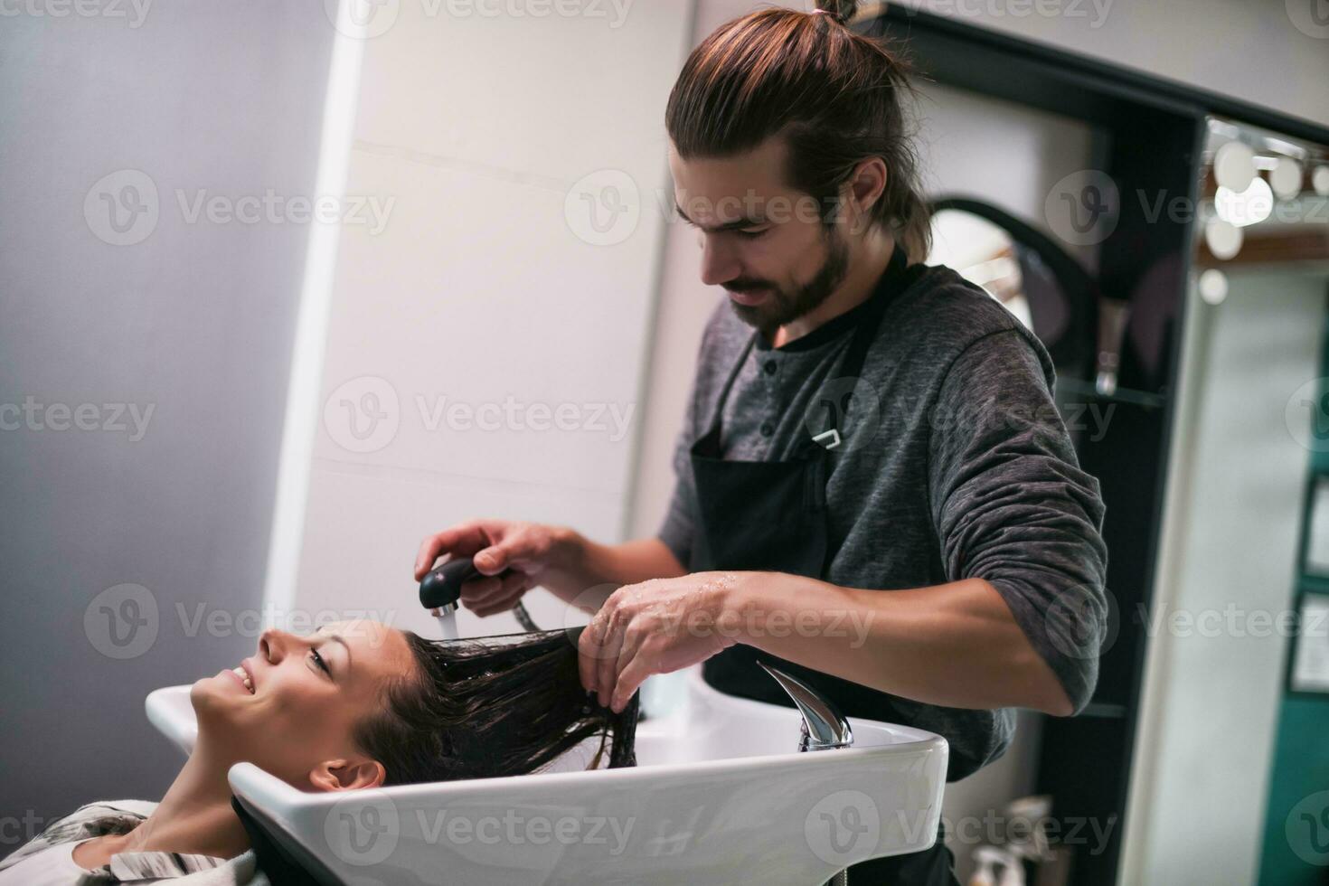 A woman at a hair salon photo