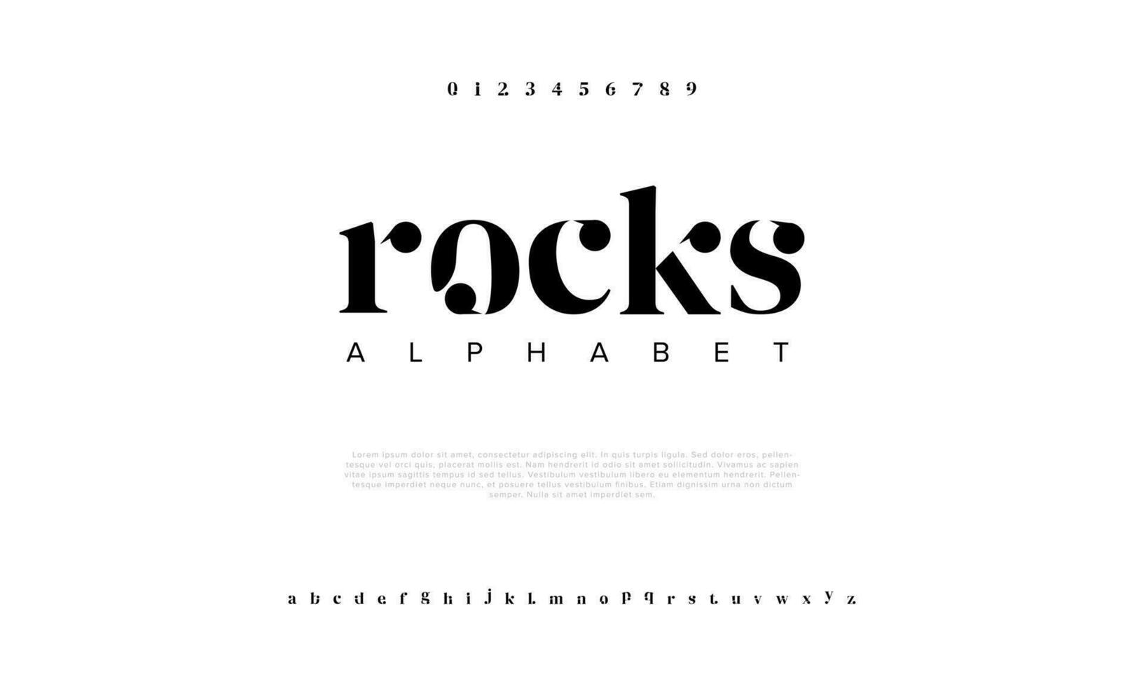 Rocks abstract digital technology logo font alphabet. Minimal modern urban fonts for logo, brand etc. Typography typeface uppercase lowercase and number. vector illustration