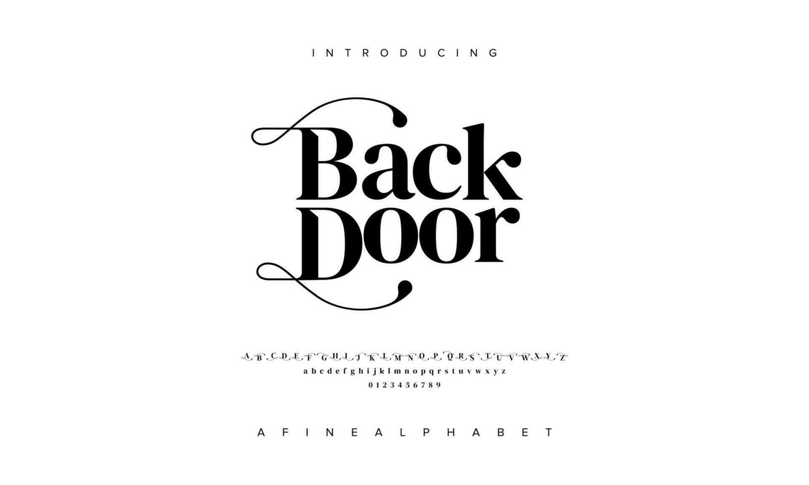 Elegant backdoor alphabet letters font and number. Classic Lettering Minimal Fashion Designs. Typography modern serif fonts decorative vintage design concept. vector illustration