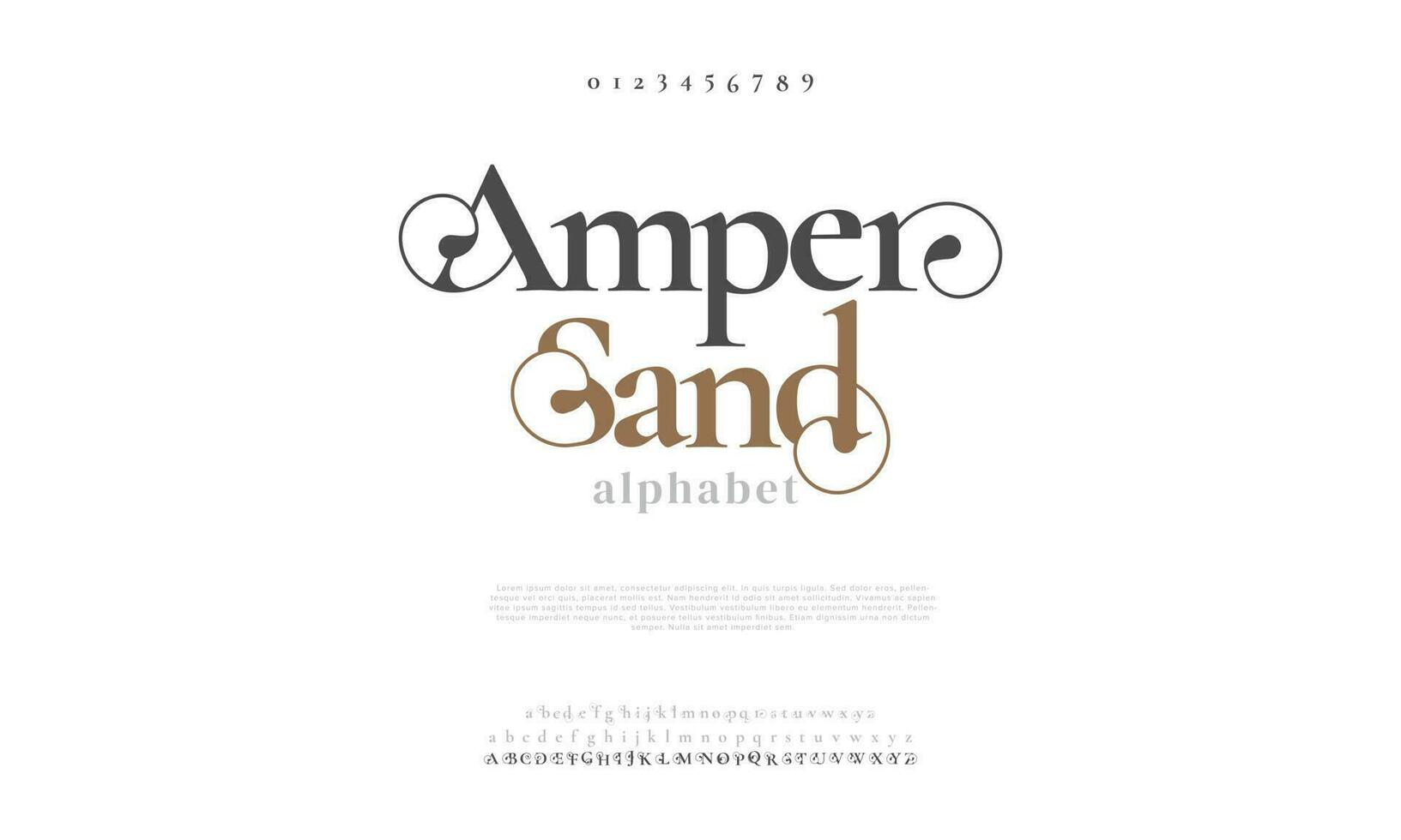 elegante ampersand alfabeto letras fuente y número. clásico letras mínimo Moda diseños tipografía moderno serif fuentes decorativo Clásico diseño concepto. vector ilustración