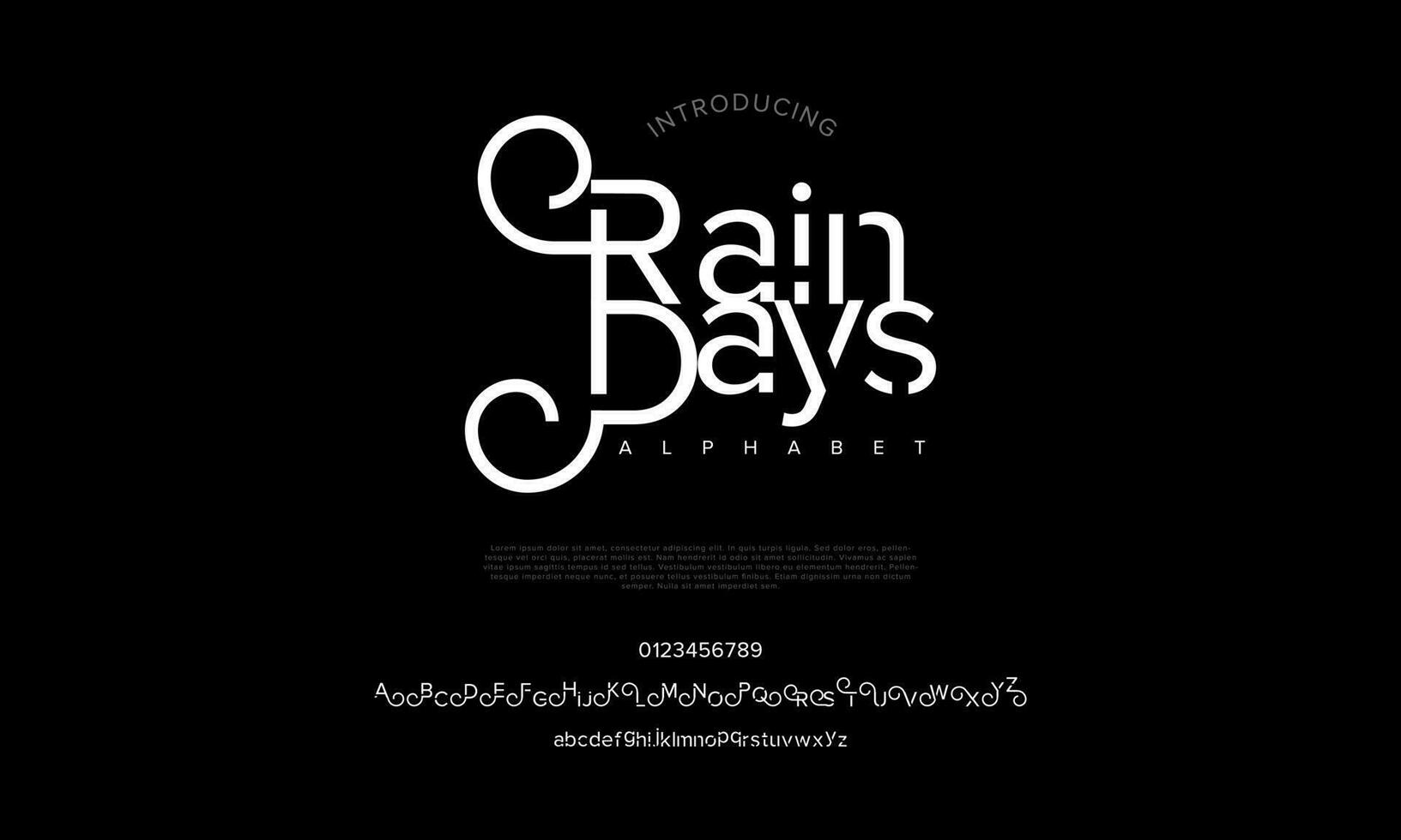 Raindays elegant alphabet letters font and number. Classic Lettering Minimal Fashion Designs. Typography modern serif fonts decorative vintage design concept. vector illustration