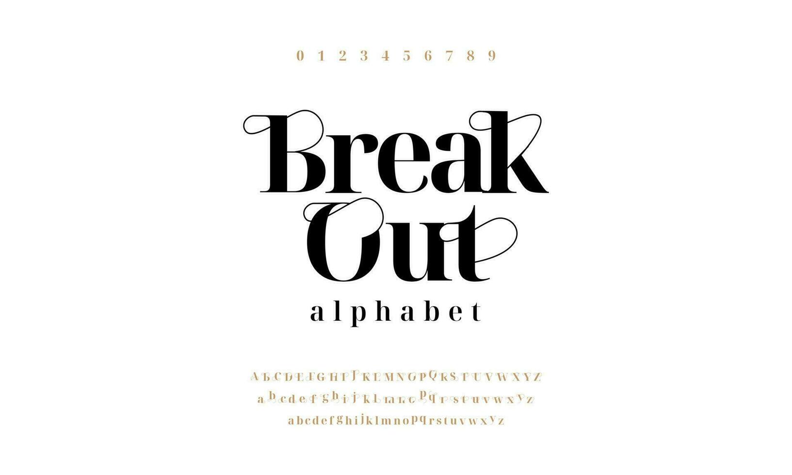 Breakout abstract digital technology logo font alphabet. Minimal modern urban fonts for logo, brand etc. Typography typeface uppercase lowercase and number. vector illustration