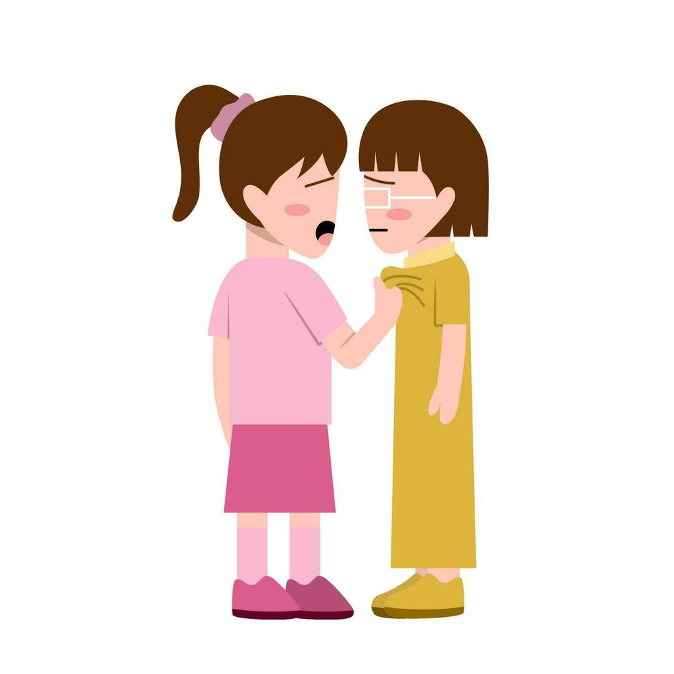 Little Girl Bullying Another Girl vector