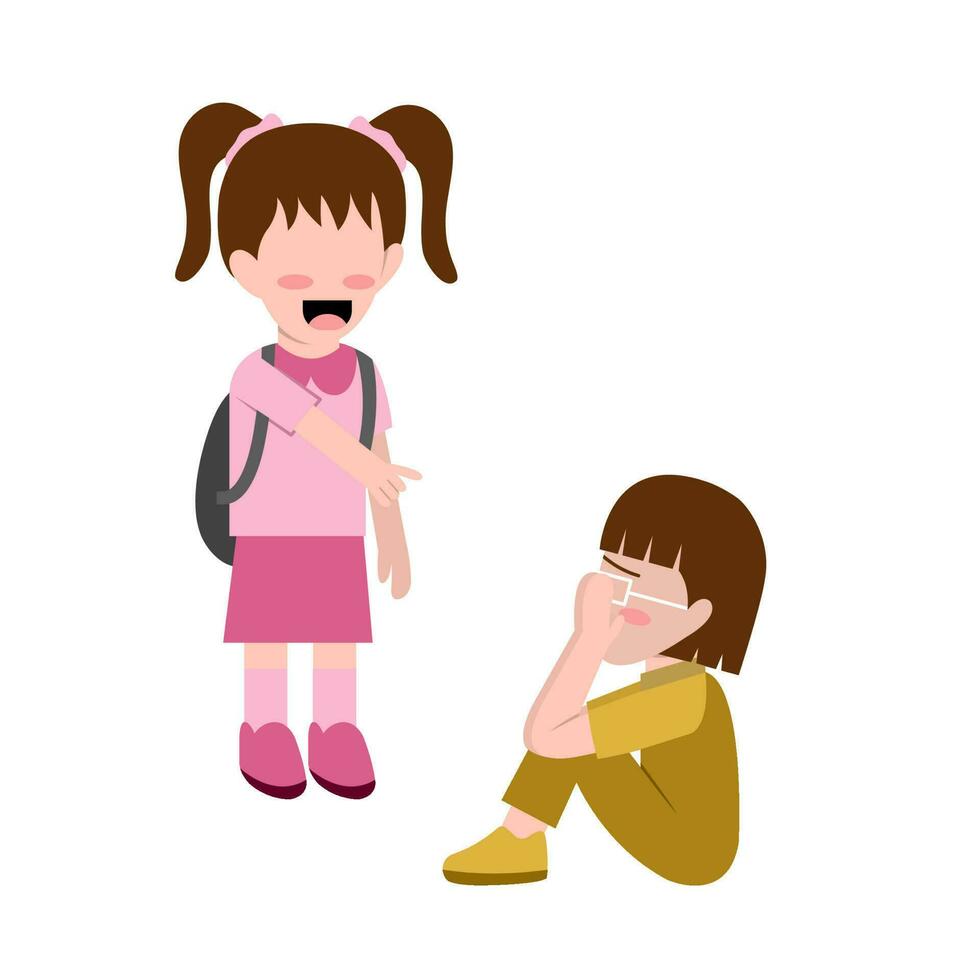 Little Girl Bullying Another Girl vector