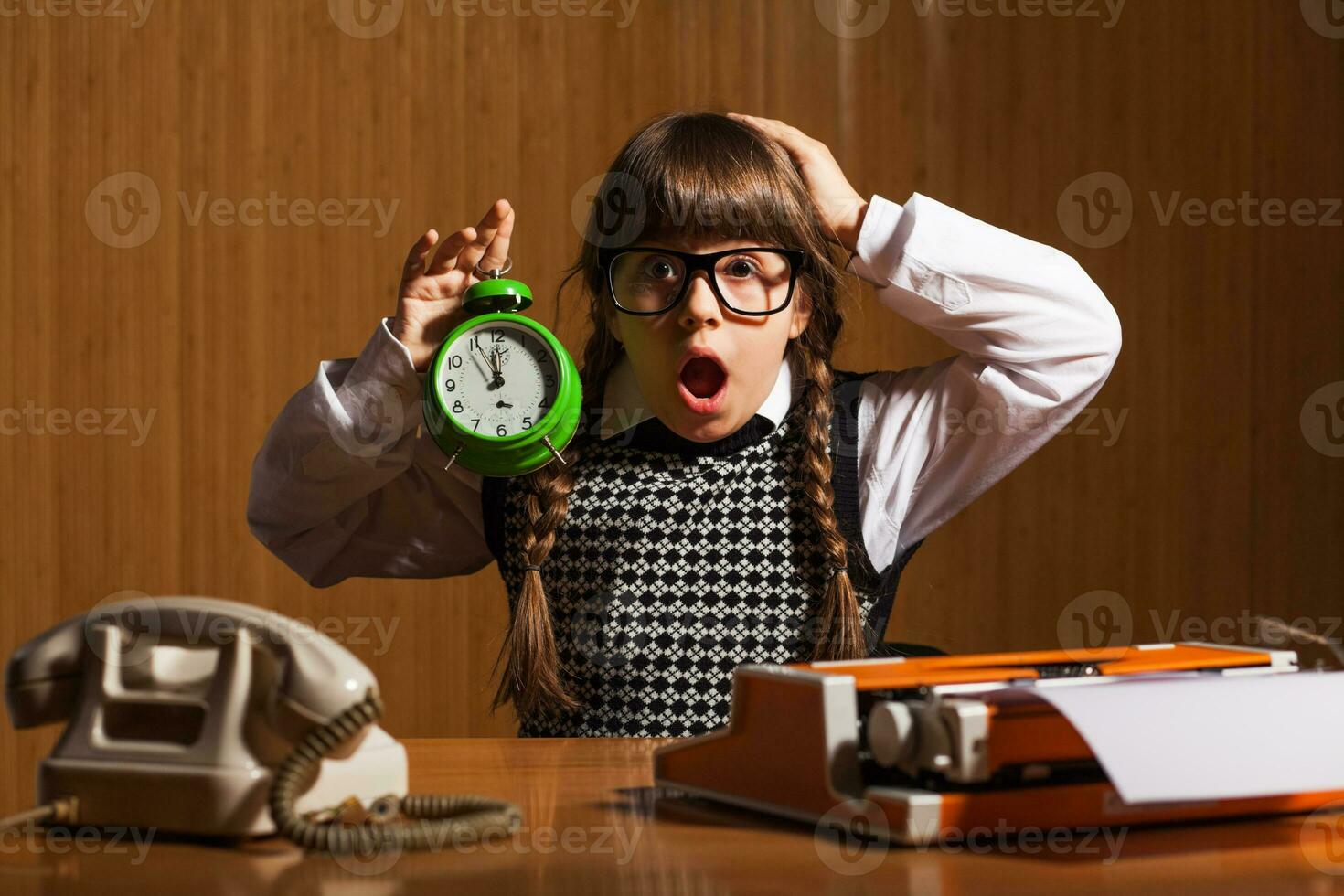 A girl who plays the role of a secretary photo