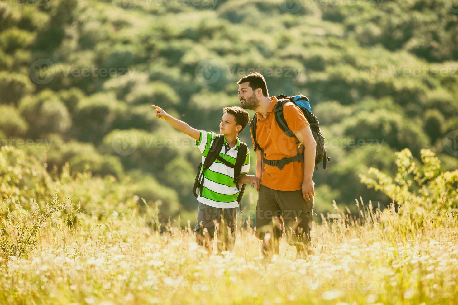 Father and son spending time outdoors photo