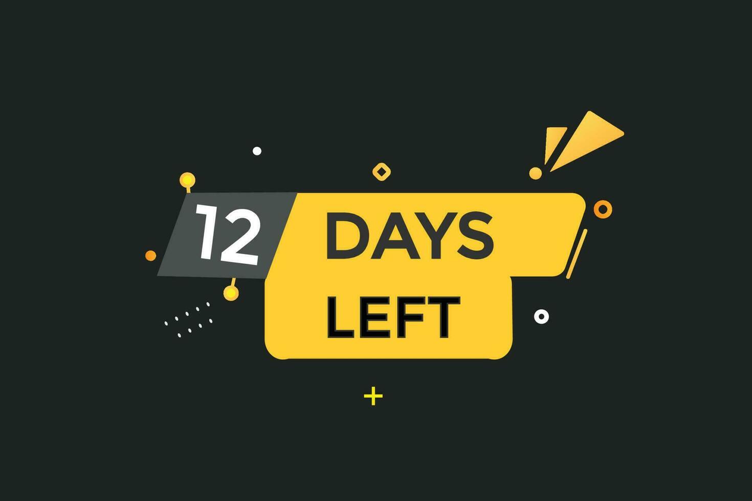 12 days left countdown template, 12 day countdown left banner label button eps 12 vector