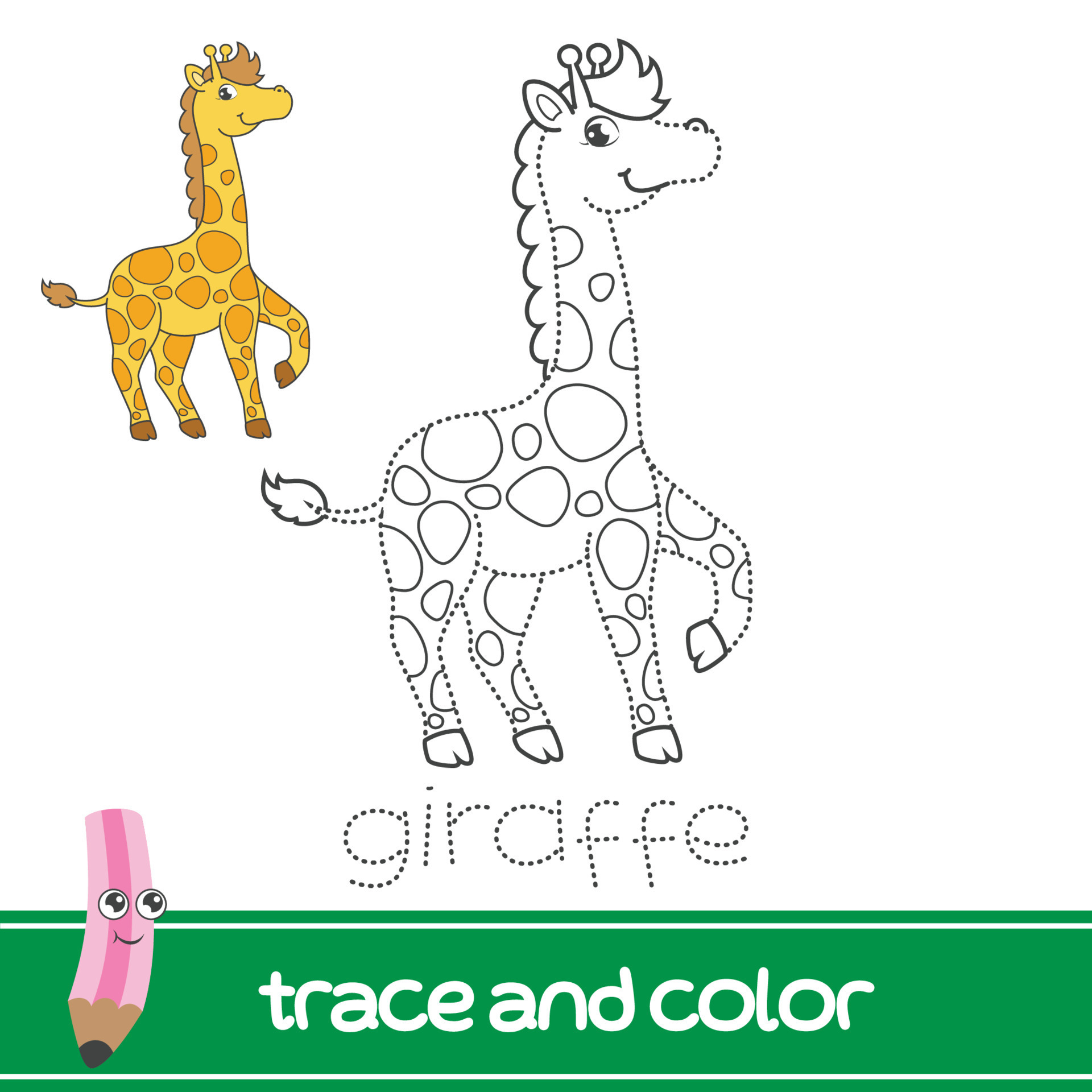 Trace and color giraffe 23922244 vector art at vecteezy