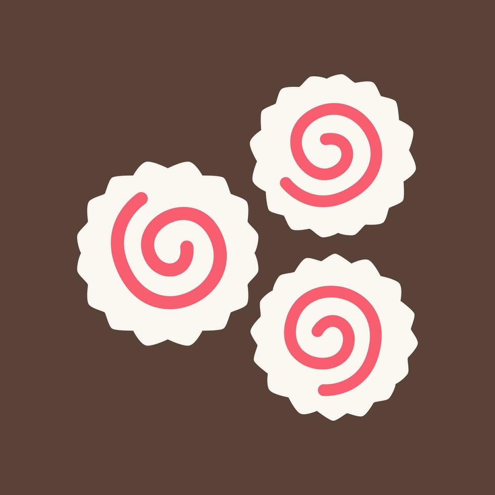 japonés kamaboko pescado pastel Adición ramen icono pegatina ilustración vector
