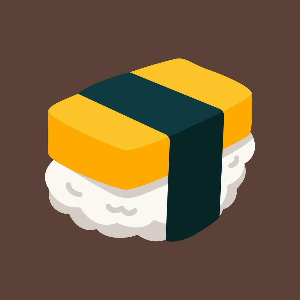 huevo tamago Sushi icono pegatina ilustración vector