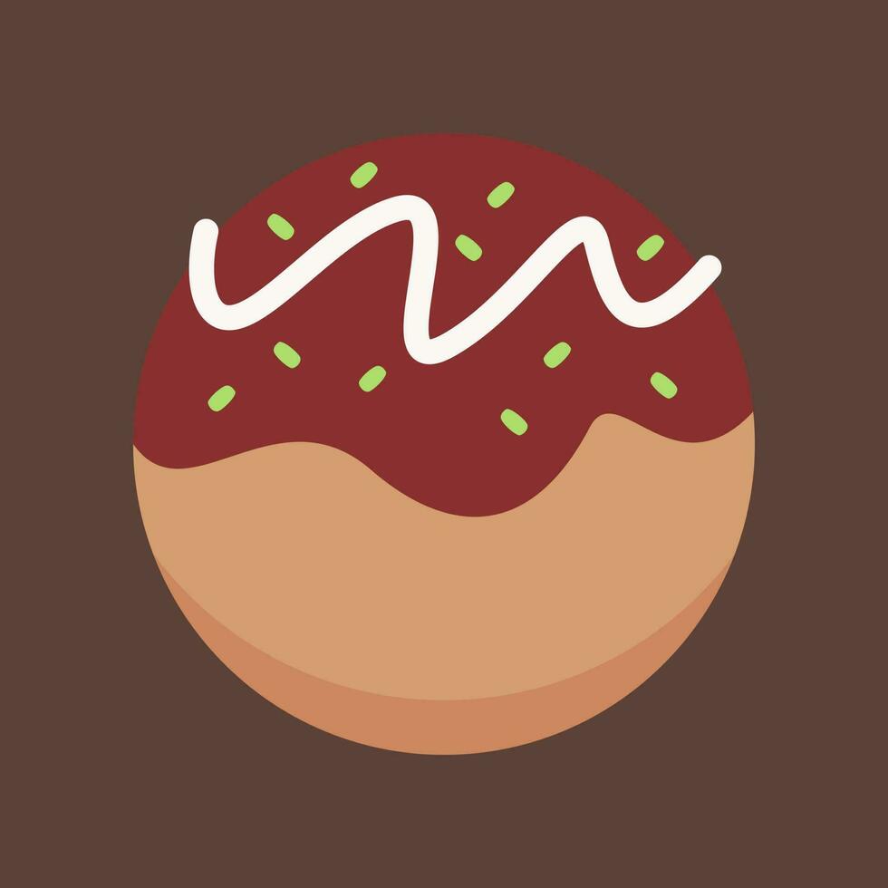 Takoyaki Snack Icon Sticker Illustration vector