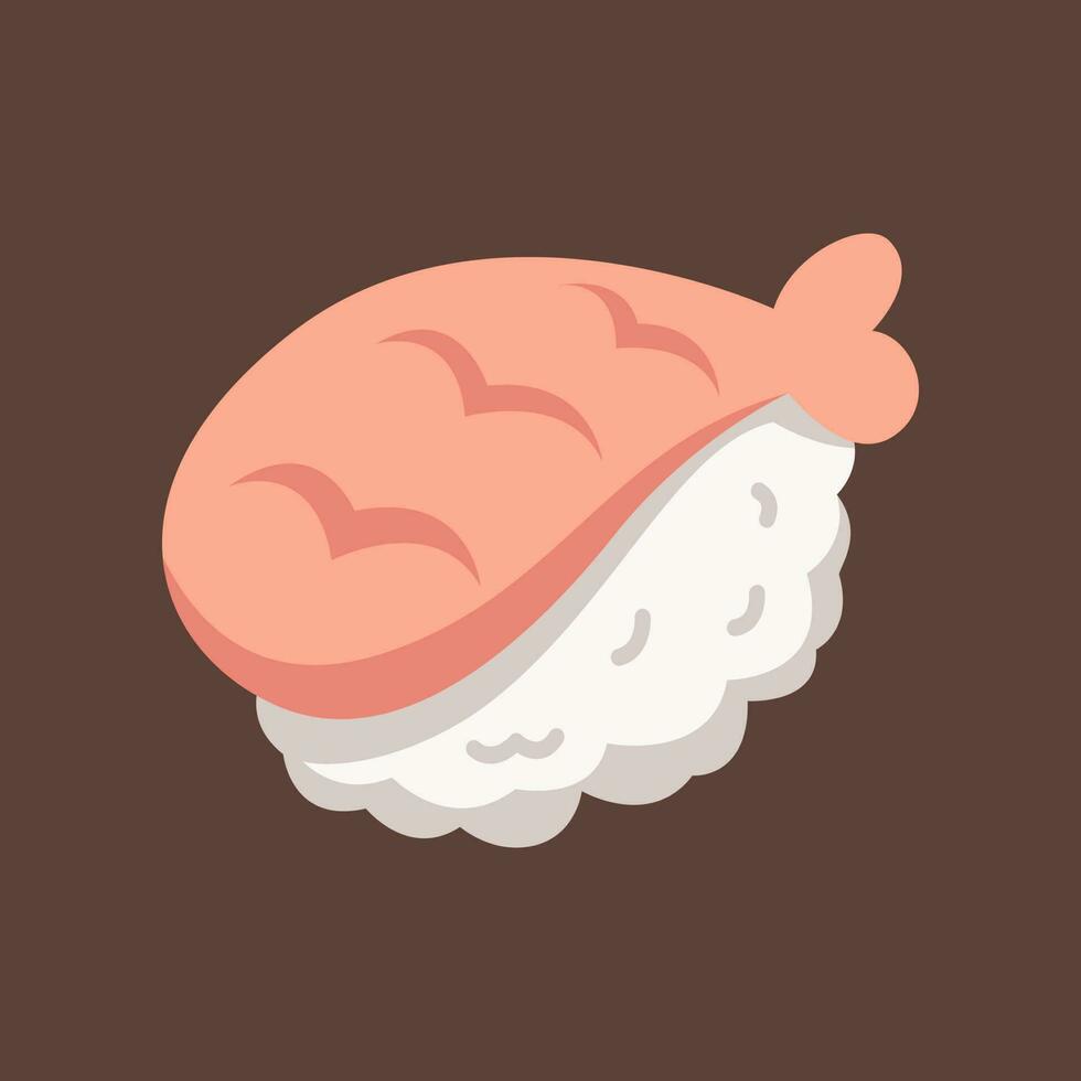 Ebi Sushi Icon Sticker Illustration vector