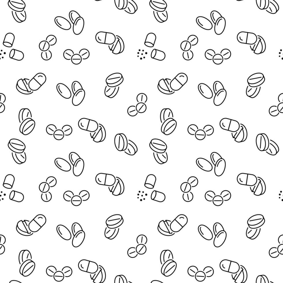 Various Medications and Pills Seamless Pattern for Printing and Wrapping vector