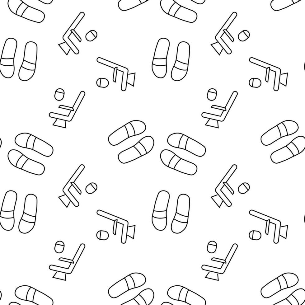 Seamless monochrome repeating pattern of flippers and sit on the plane vector