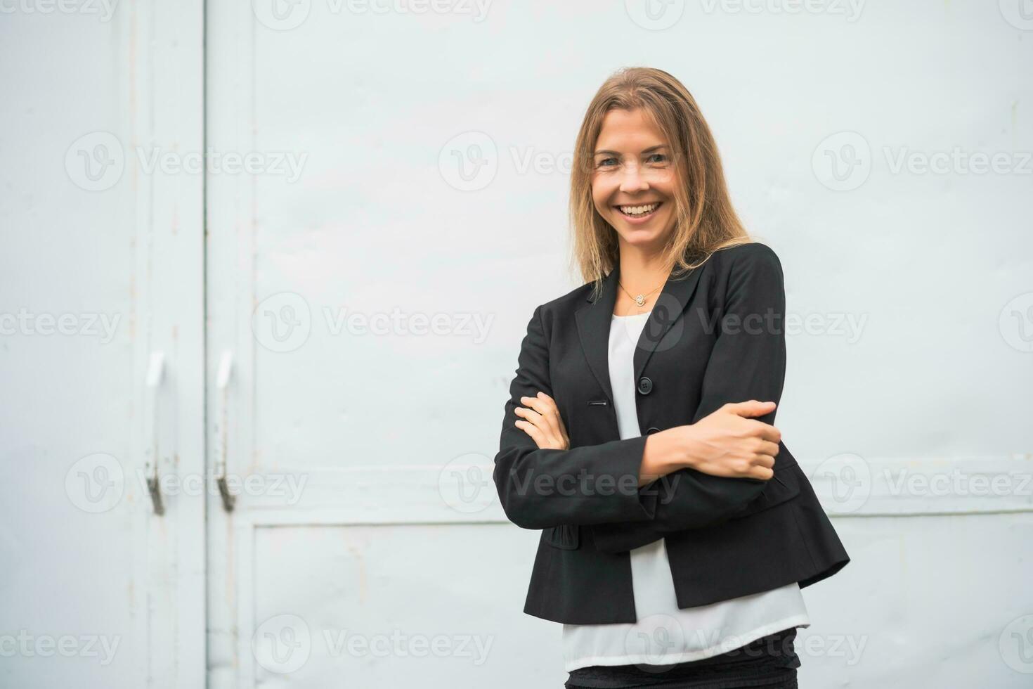 A business woman in a black suit photo