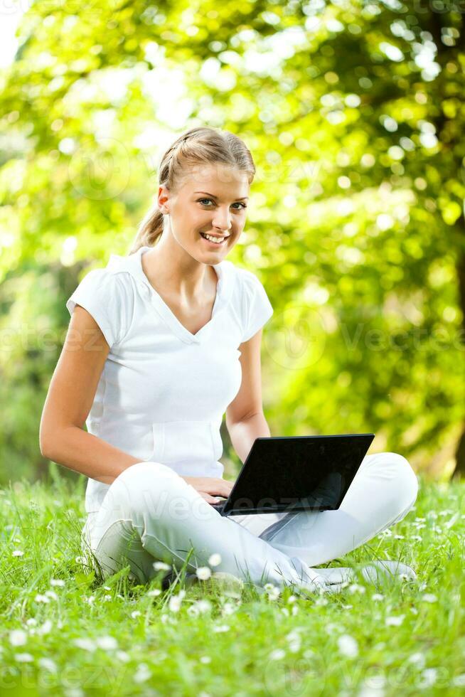 Woman spending time outdoors photo
