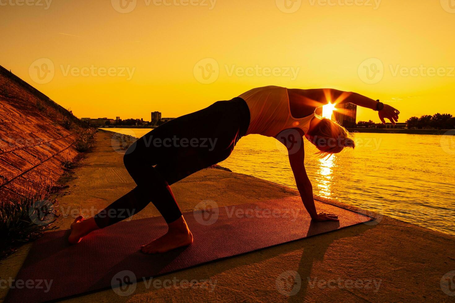 A woman doing physical exercises photo