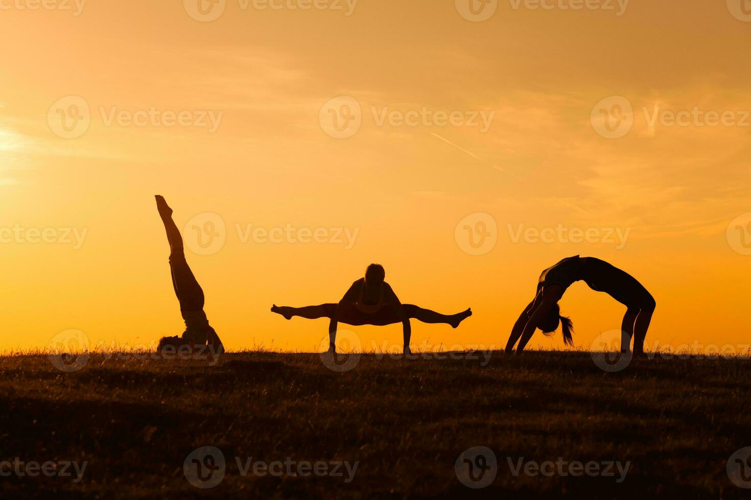 Women doing physical exercises photo