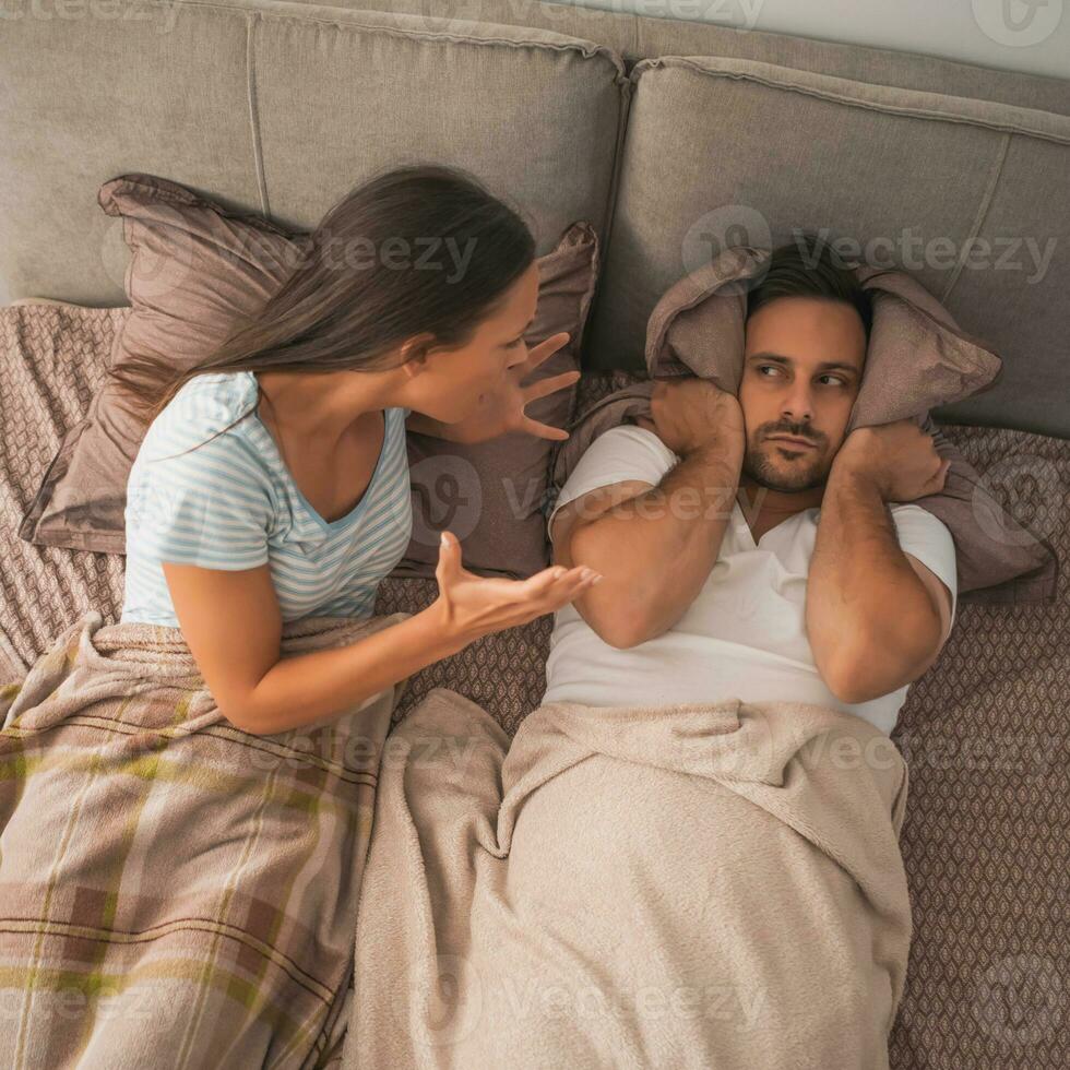 A young couple having a discussion photo