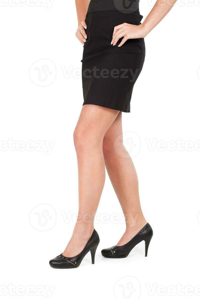 Woman legs on high heels close-up photo