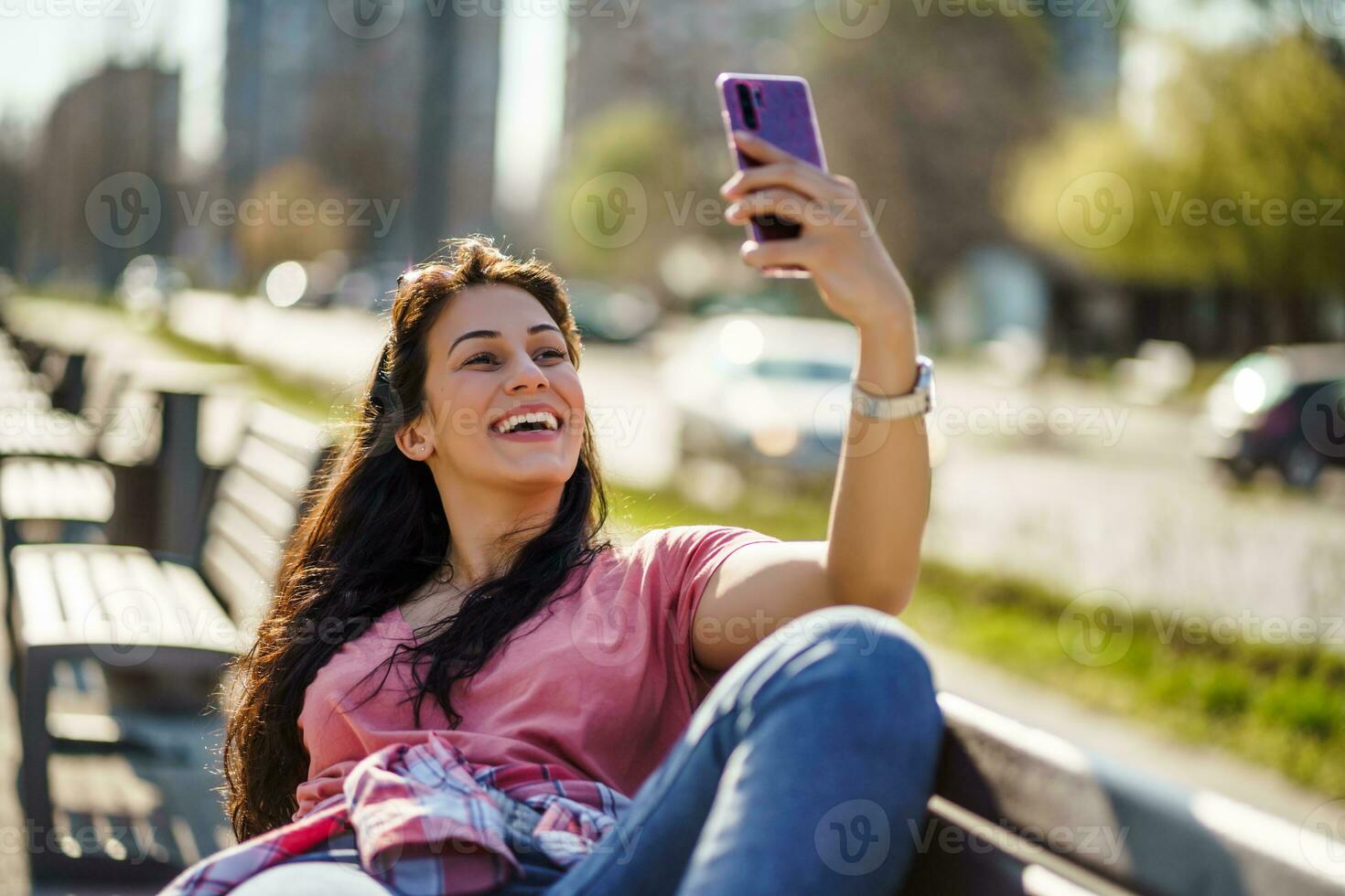 A happy young woman photo