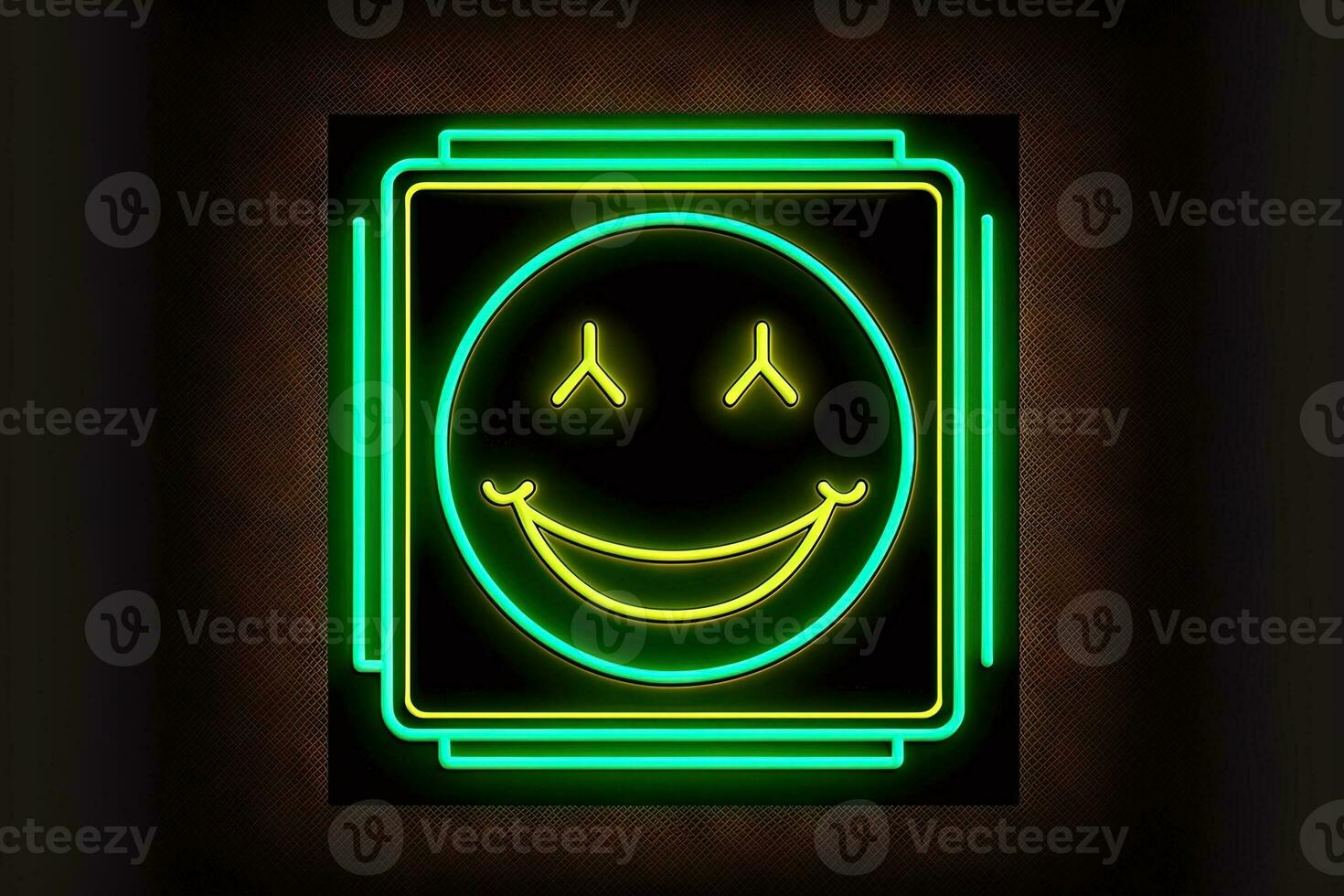 Smile. icon emoticon Neon Illustration On Black Background genrative ai photo