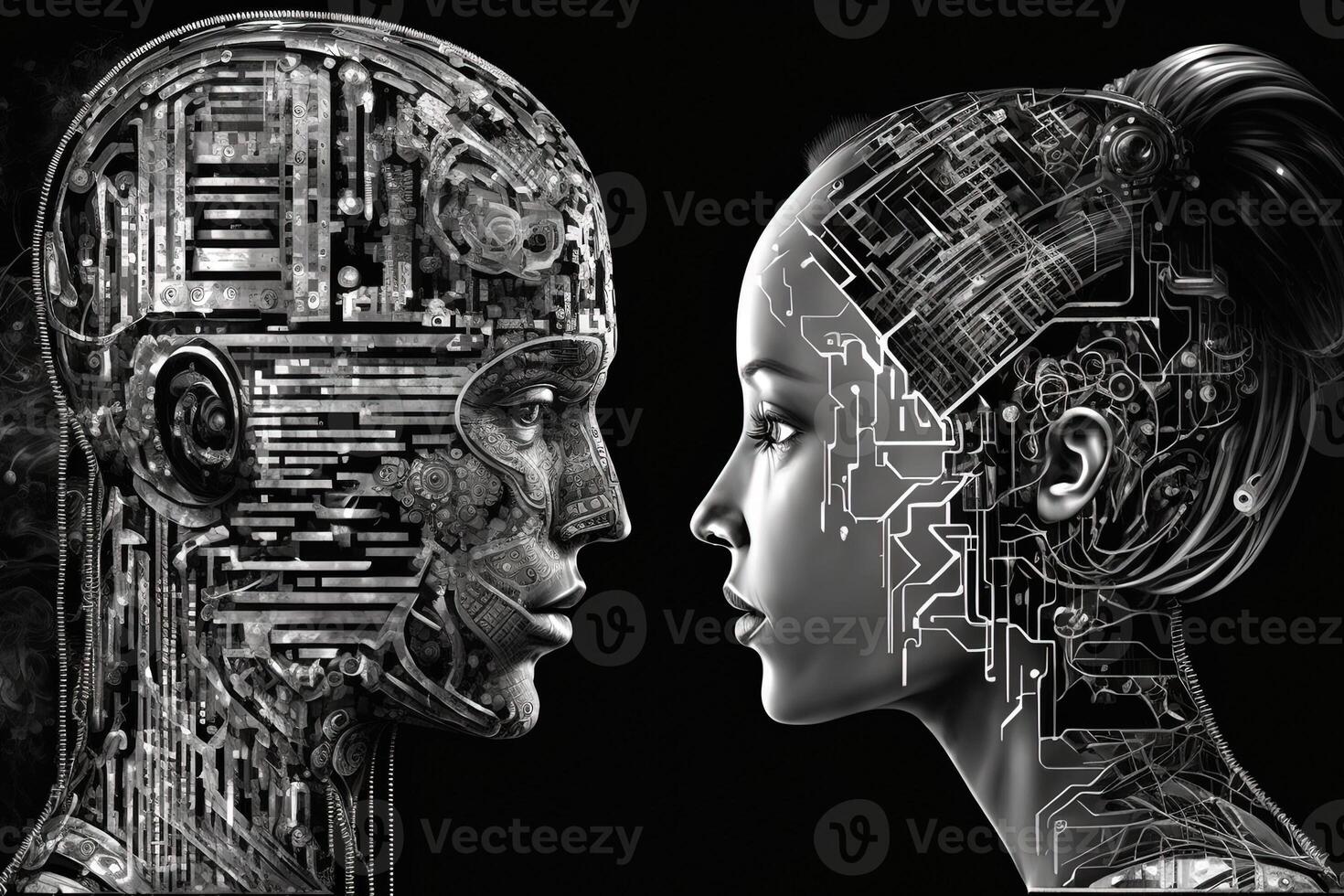 Chat with AI or Artificial Intelligence abstract concept illustration photo