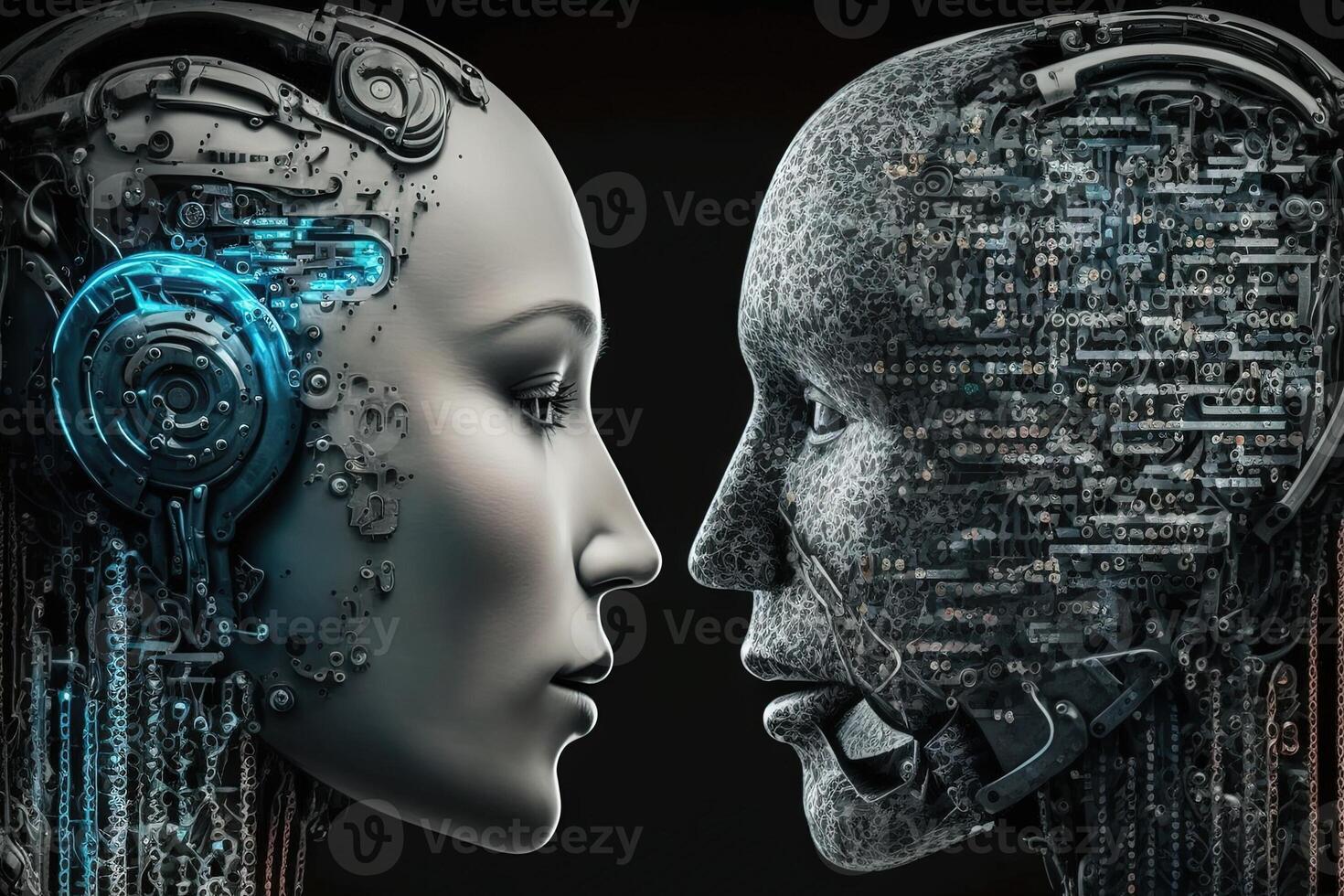 Chat with AI or Artificial Intelligence abstract concept illustration photo