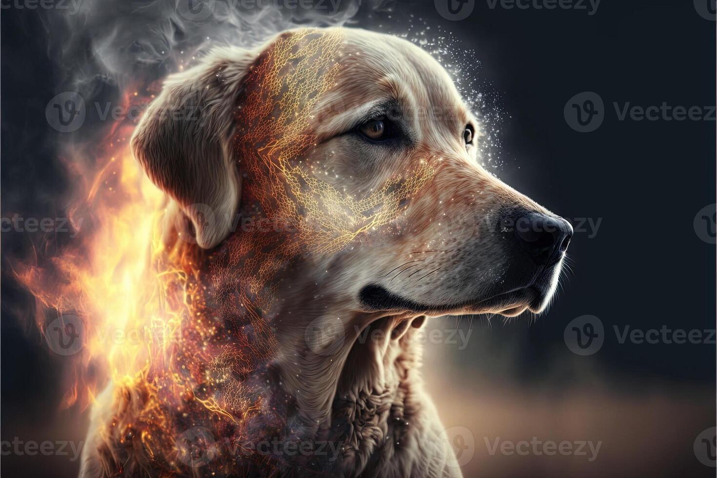 Dog soul penetrates human nature intimate connected to,Illustration photo