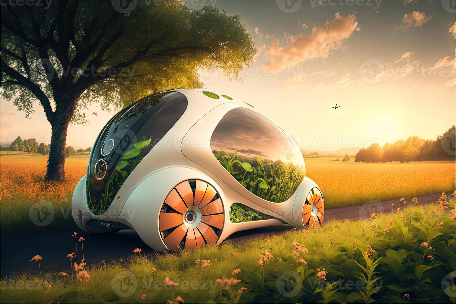 eco car of the future illustration photo