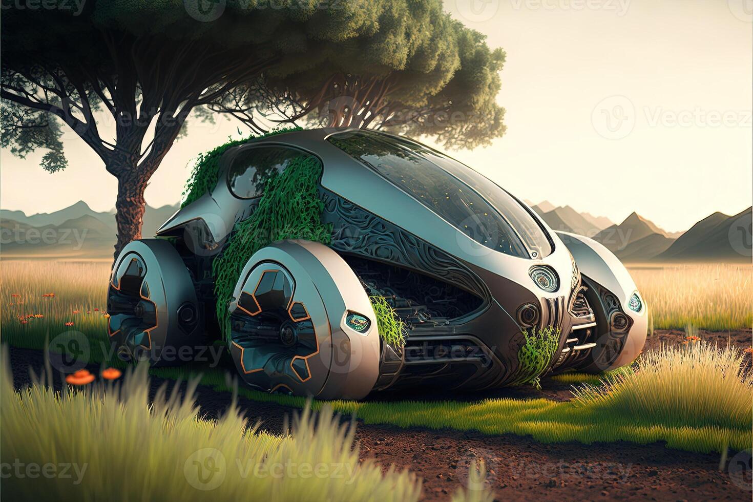 eco car of the future illustration photo