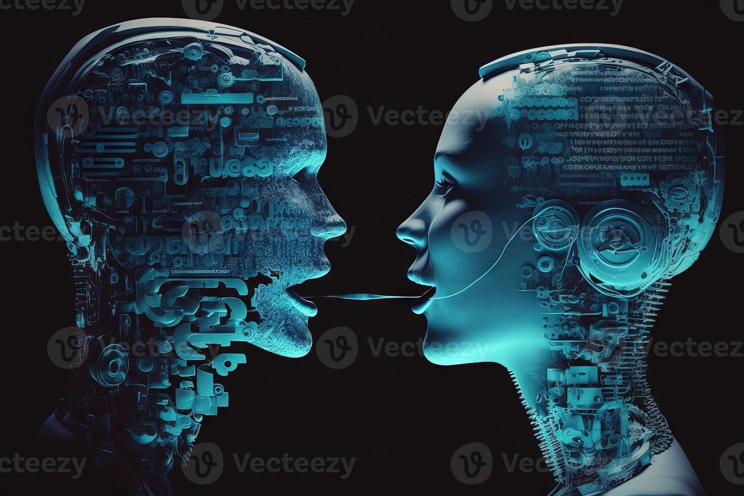 Chat with AI or Artificial Intelligence abstract concept illustration photo