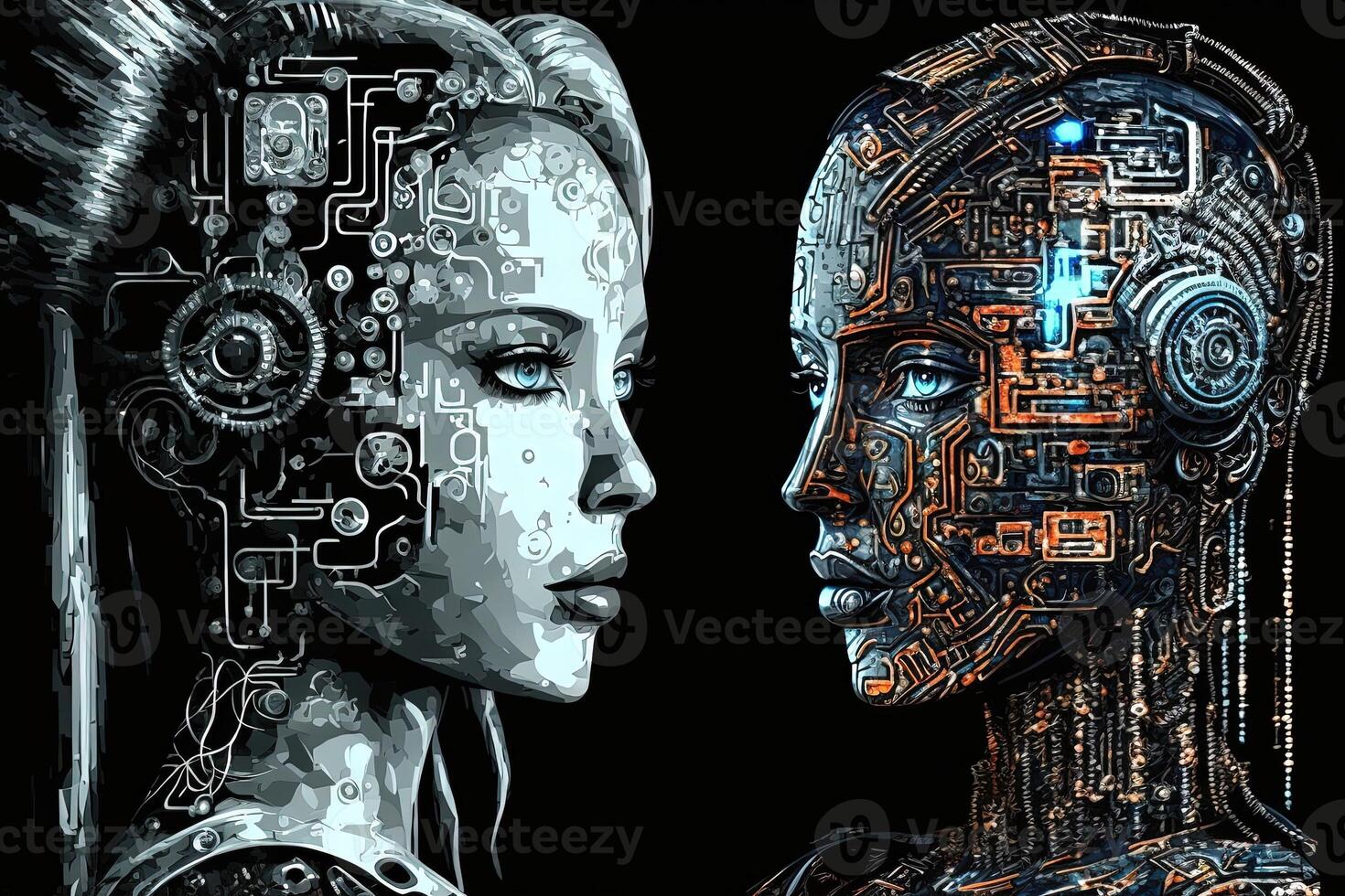 Chat with AI or Artificial Intelligence abstract concept illustration photo