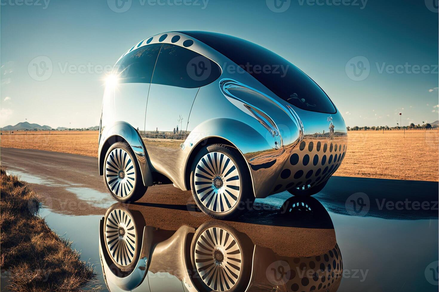 spheric shiny car of the future illustration photo