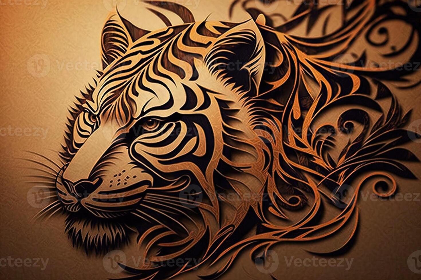 tiger tribal tattoo illustration photo